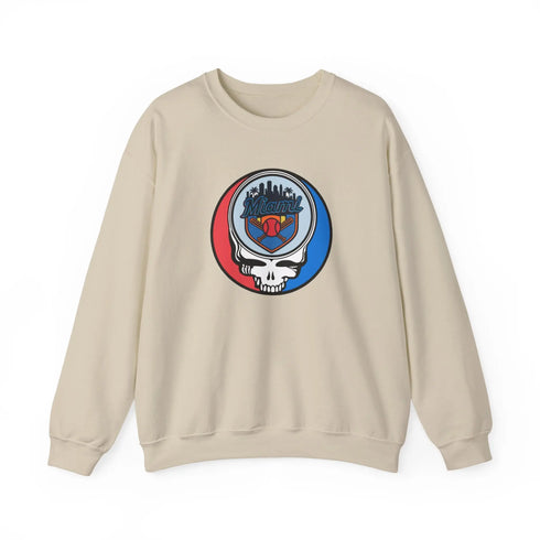 Grateful Dead - Miami Marlins Grateful Dead Stealie Crewneck Sweatshirt - MLB - StealieShop